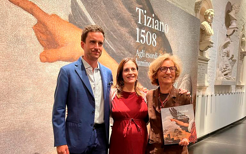 I curatori Roberta Battaglia, Sarah Ferrari e Antonio Mazzotta alla presentazione del volume.